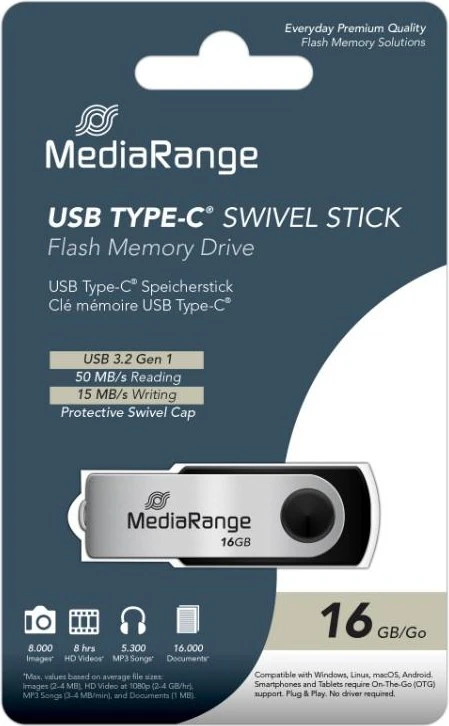 mediarange mr1951 16gb usb stick 32 gen 1 me usb c